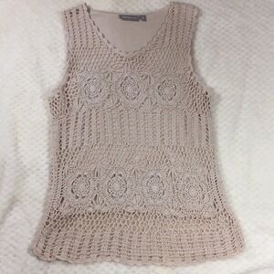 Crochet Sleeveless Top Size M Color Cream